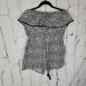 OLD Navy Romper Black White Strapless Elastic Pull On Summer‎ Shorts Outfit Sz M